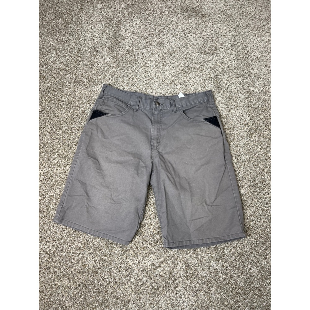 Genuine Dickies Mens Gray Utility Work Shorts Size 34 Gray Twill Relaxed Fit